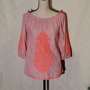 Christophe Sauvaute Pink Embroidery Top Size XS